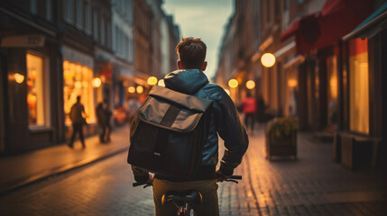 person driving bike in the street Generative Ai