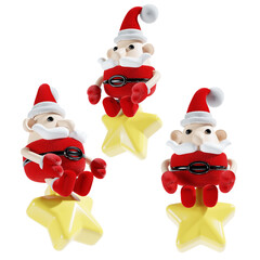 santa claus with christmas star in three angle 3d illustration