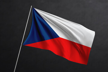 3D Waving flag design. Czech Republic National flag on black background.