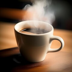 Fototapeta premium Morning Tea : A Cup of Hot Tea on the Table.