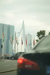 Stickers pour porte Pont Érasme Erasmusbrug Rotterdam Traffic