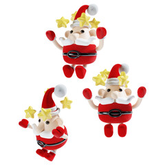 santa claus with christmas star in three angle 3d illustration