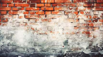 Old brick wall with cracked plaster. Abstract background. AI generative.
