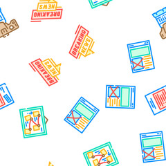 news media screen business vector seamless pattern thin line illustration