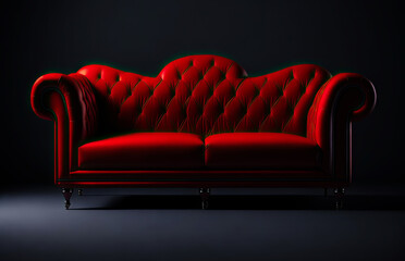 Red quilted classic sofa