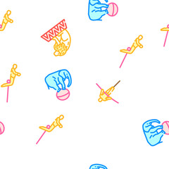 circus carnival vintage show vector seamless pattern thin line illustration