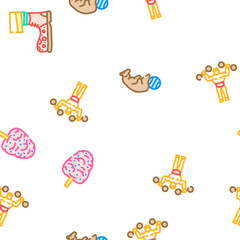 circus carnival vintage show vector seamless pattern thin line illustration