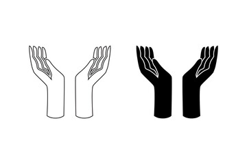 hand pattern icon illustration.line and flat design.