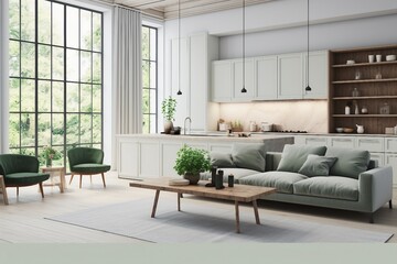 interior design of modern living room in townhouse. generative ai.