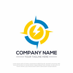 Electric Compass Logo Vector Template