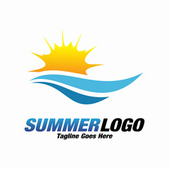 Simple summer beach logo vector design template