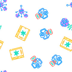 nuclear energy power reactor vector seamless pattern thin line illustration