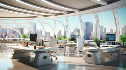 high-tech immersive ar office interior