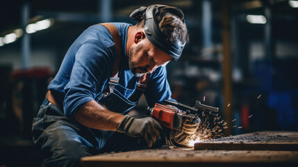 welder at work Generative Ai - obrazy, fototapety, plakaty