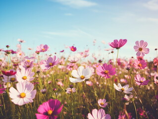 Vivid Beauty: Close-up Photography of African Daisy in a Sea of Blue Sky and White Clouds