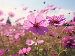 Vivid Beauty: Close-up Photography of African Daisy in a Sea of Blue Sky and White Clouds