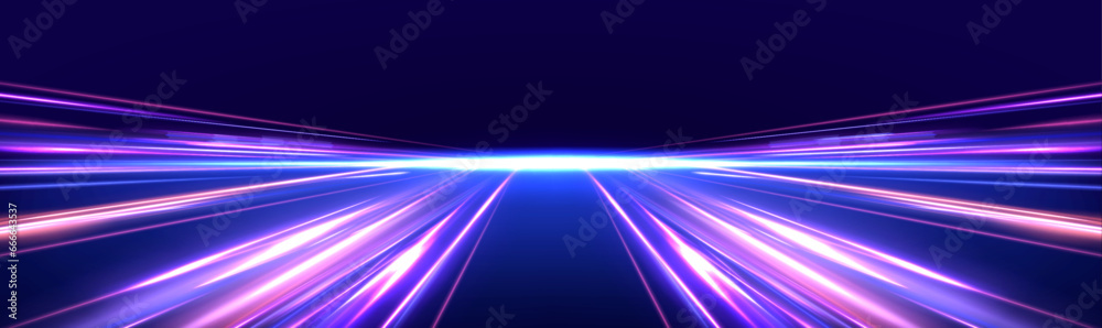 Poster horizontal speed lines connection vector background. futuristic dynamic motion technology blue glowi