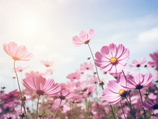 Obraz premium Vivid Beauty: Close-up Photography of African Daisy in a Sea of Blue Sky and White Clouds