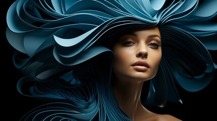 A fashion-forward woman with blue hair brings her bold and colorful personality to life in this playful and artistic cartoon
