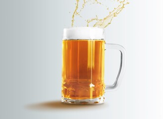 Glass of light lager cold beer on the desk