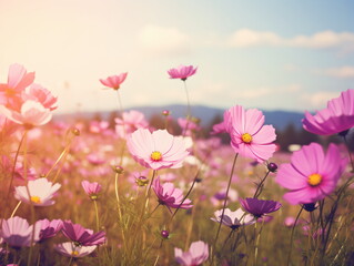 Obraz premium Vivid Beauty: Close-up Photography of African Daisy in a Sea of Blue Sky and White Clouds