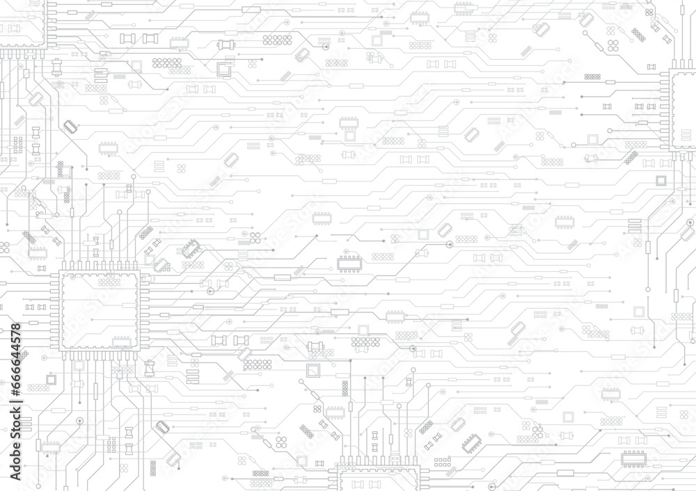 Wall mural abstract technology circuit board background. grey white abstract technology background. digital tec