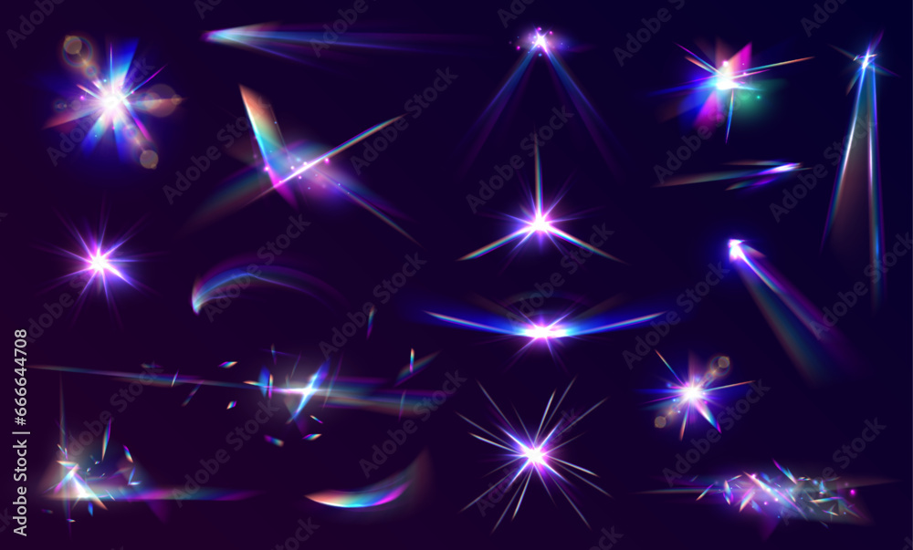 Aufkleber Defocused abstract retro film analog effect for using over photos as overlay or screen filter. Vector colorful vector lenses and light flares with transparent effects.	