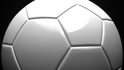White soccer ball on black background.
3d illustration.
