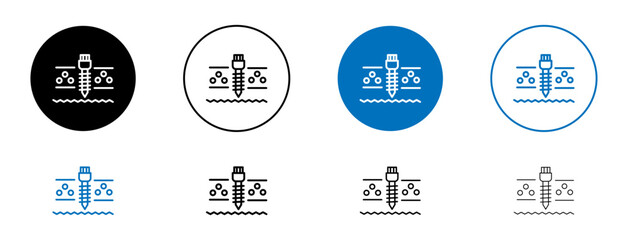 well drilling vector icon set. deep ground water borehole vector symbol. artesian well sign for mobile apps and website UI designs