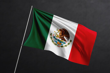 3D Waving flag design. Mexico National flag on black background.