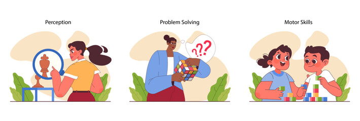 Cognitive skills set. Human cognitive function, ability or capacity to process