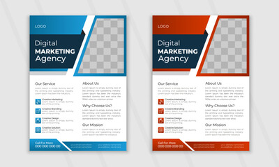 Naklejka premium Creative digital vector marketing agency flyer design template, cover modern layout, annual report, poster, flyer in A4 with colorful business proposal, promotion, advertise, publication, cover page.