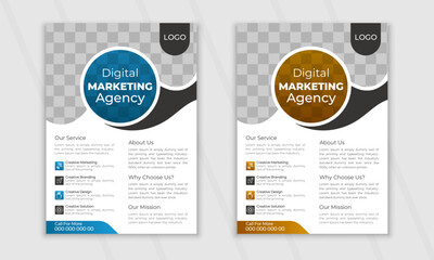 Naklejka premium Creative digital vector marketing agency flyer design template, cover modern layout, annual report, poster, flyer in A4 with colorful business proposal, promotion, advertise, publication, cover page.