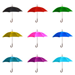 Fototapeta na wymiar set of images open colored umbrella isolated on white background