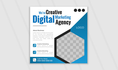 
Creative vector digital marketing agency business promotion social media post template and web banner Suitable for social media post,
instagram story and web ads.
