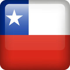 Naklejka premium 3d vector Chile flag glossy button. Chilean national emblem. Square icon with flag of Chile