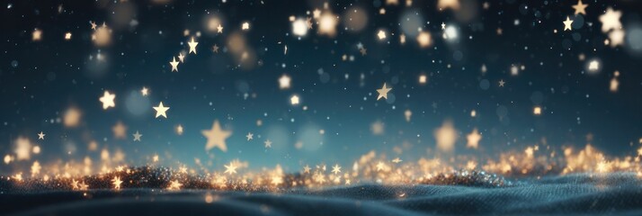 Magical Christmas Stars with Sparkling Lights and Falling Confetti - Celebrate the Festive Season with Shimmering Rejuvenation!