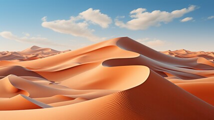 Fototapeta na wymiar A rippling sea of golden sand stretches endlessly towards the vibrant blue sky, as if a painting come to life in the rugged beauty of the sahara desert's windswept ergs and towering blowouts