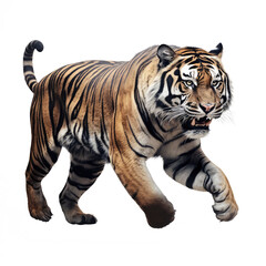 tiger walking isolated on white