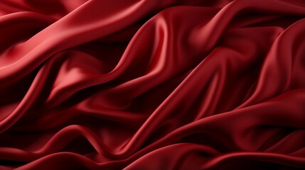 A luxurious maroon silk fabric cascades in elegant folds, evoking a sense of opulence and sophistication in its drapery - obrazy, fototapety, plakaty