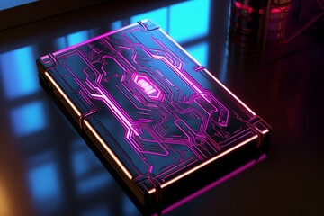 a futuristic neon cyberpunk notebook cover. Generative AI