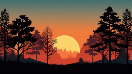 Silhouette forest background