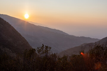 Sunrise over the mountains of the scenic Tunari National Park near Cochabamba, Bolivia - Traveling...
