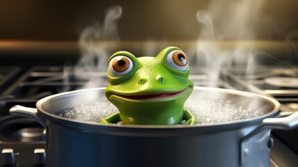 Frog In Boiling Water - obrazy, fototapety, plakaty