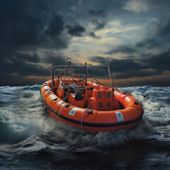 Lifeboat in the sea.