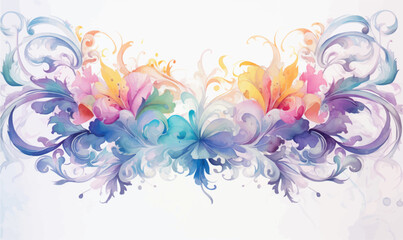 Fototapeta na wymiar Ornament floral background, watercolor illustration, pastel colors