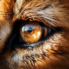 Close up of an eye of a lion.