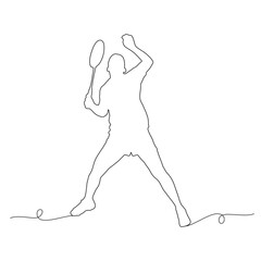 line art of a person playing badminton vector