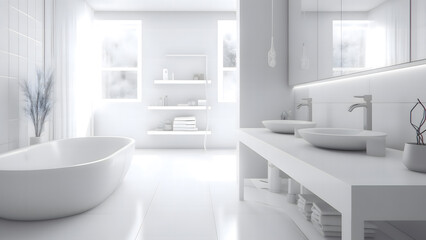 White bathroom blured interior