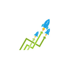 Competition marketing rocket logo icon isolated on transparent background